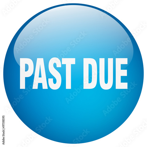 past due blue round gel isolated push button