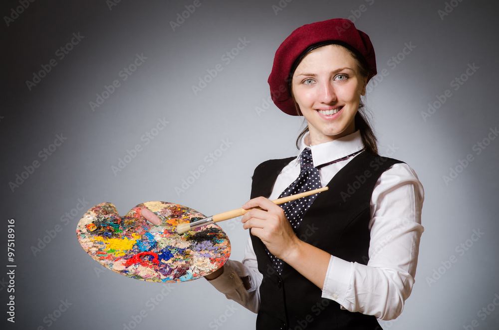 Fototapeta premium Woman artist in art concept