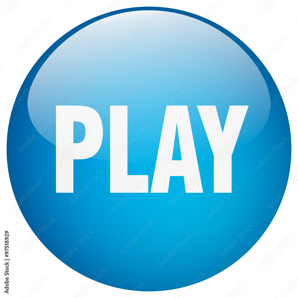 play blue round gel isolated push button play blue round gel isolated push button