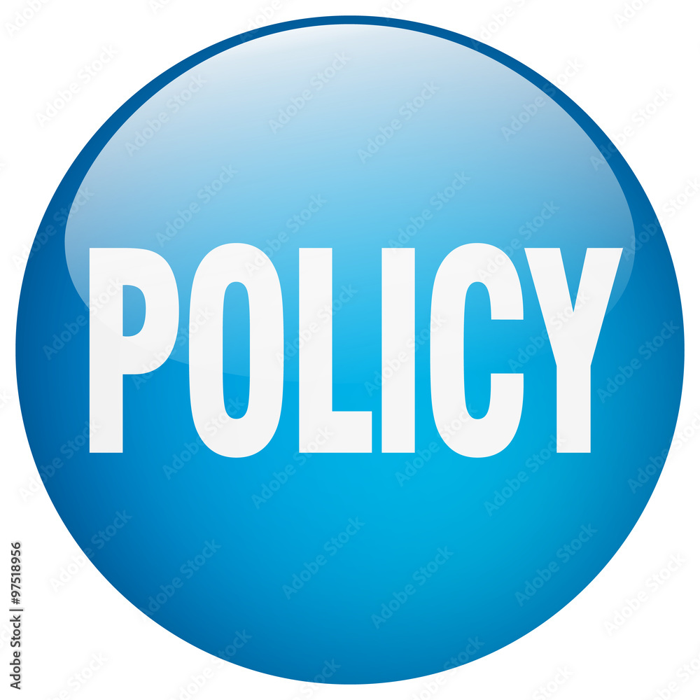 policy blue round gel isolated push button policy blue round gel isolated push button