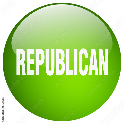 republican green round gel isolated push button