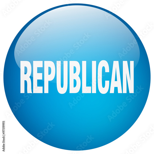 republican blue round gel isolated push button