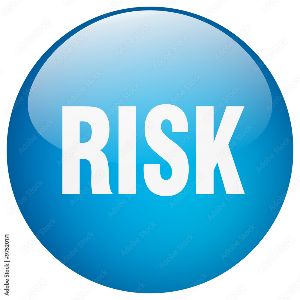 risk blue round gel isolated push button risk blue round gel isolated push button