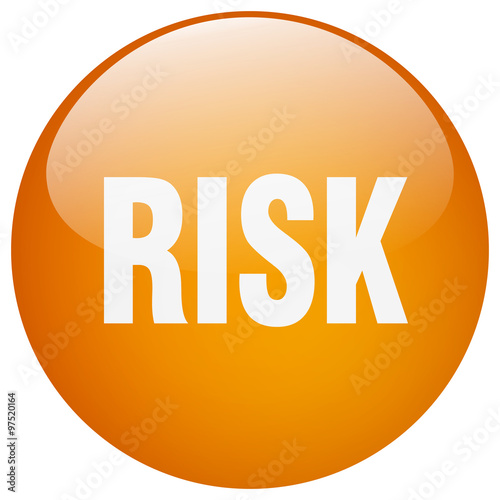 risk orange round gel isolated push button