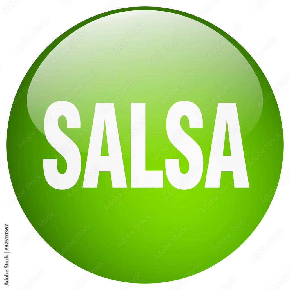 salsa green round gel isolated push button salsa green round gel isolated push button