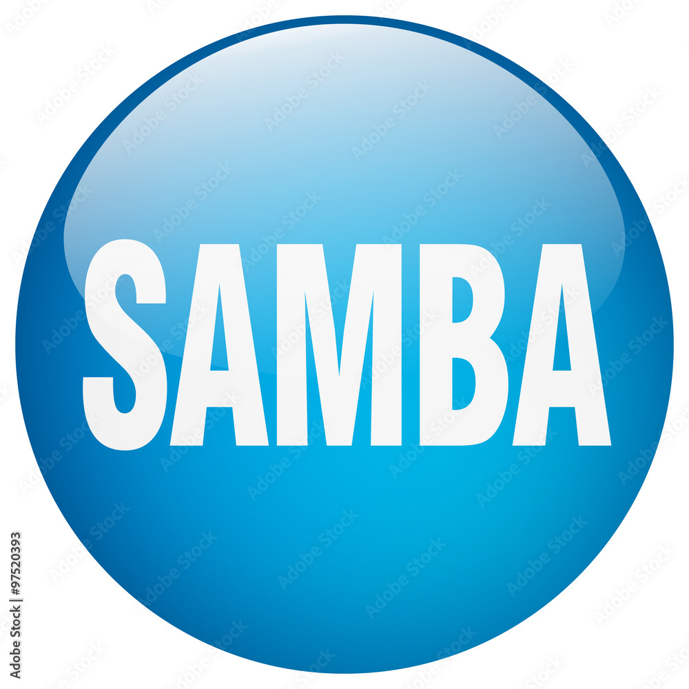 samba blue round gel isolated push button samba blue round gel isolated push button