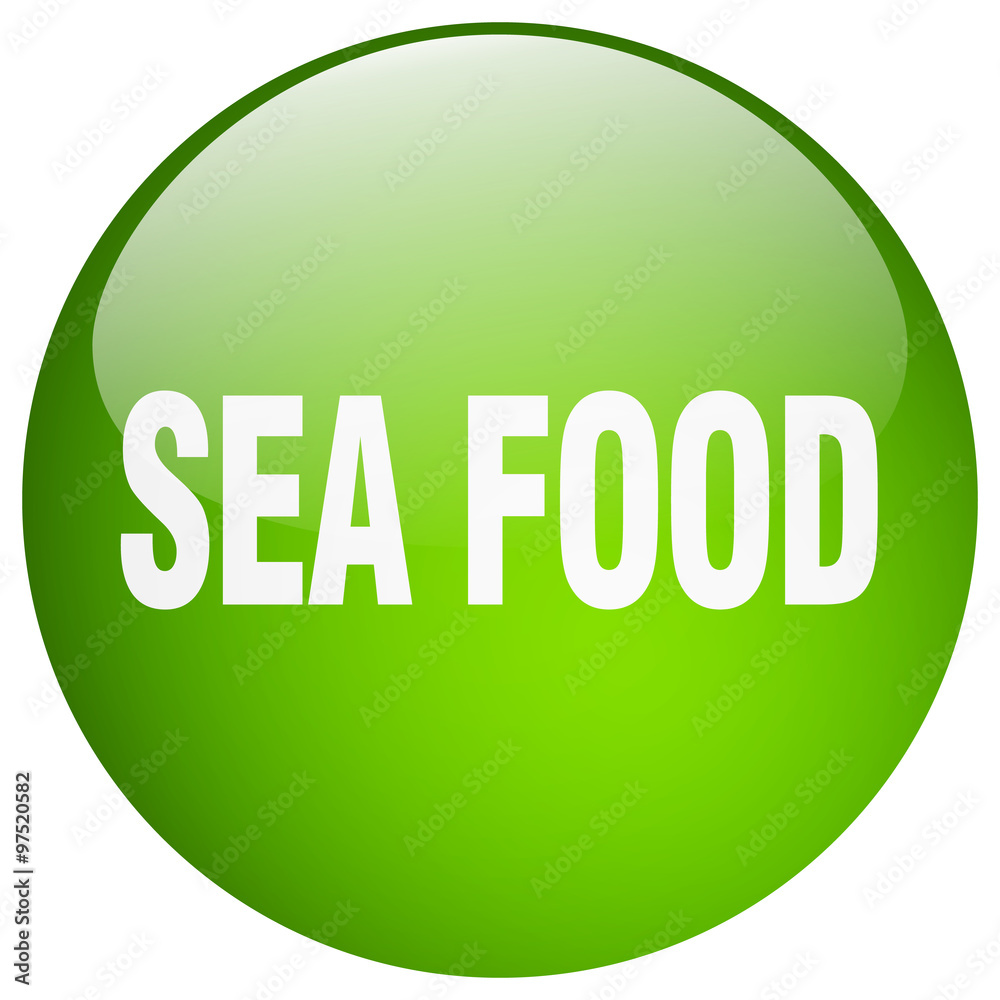 sea food green round gel isolated push button sea food green round gel isolated push button