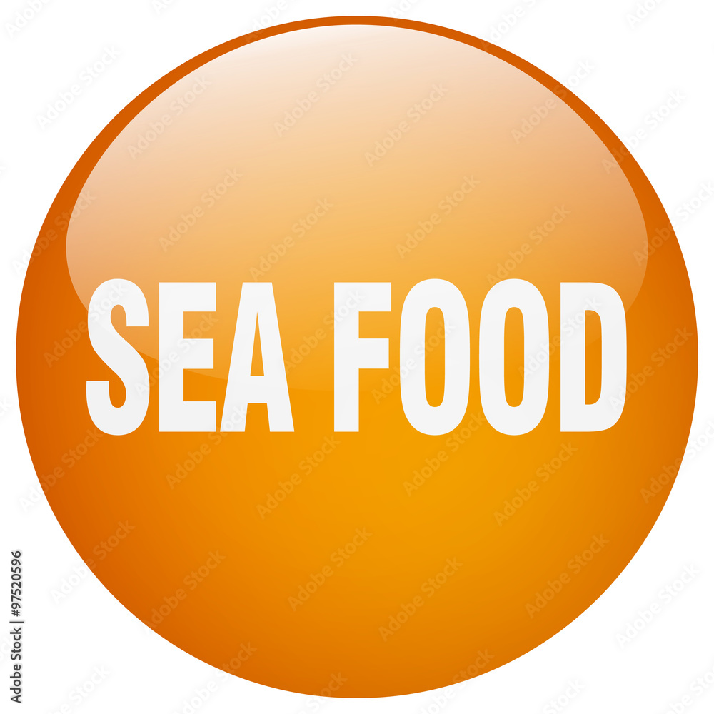 sea food orange round gel isolated push button