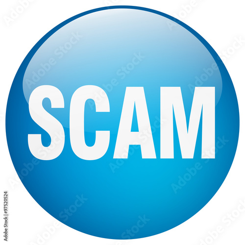scam blue round gel isolated push button