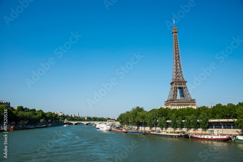 Eiffel tower on bright day