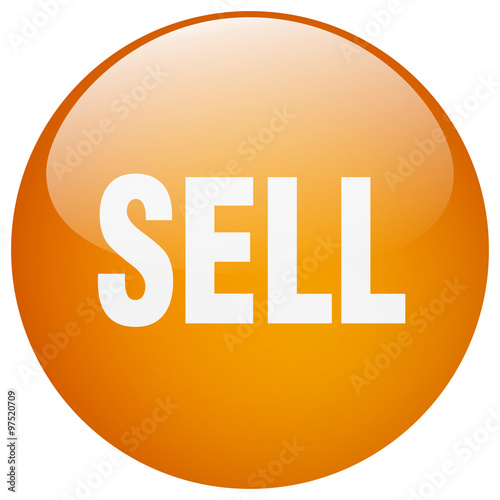sell orange round gel isolated push button