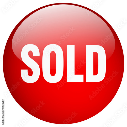 sold red round gel isolated push button