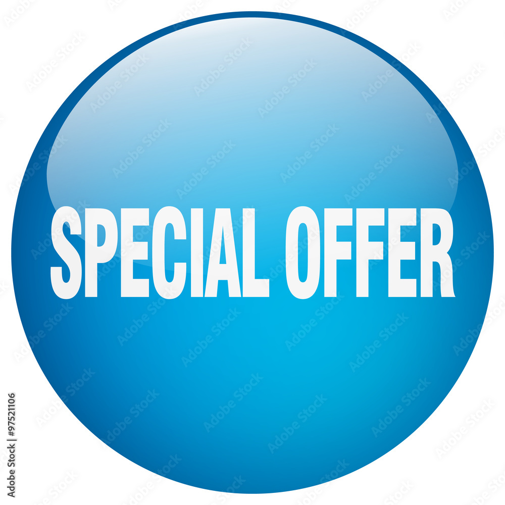 special offer blue round gel isolated push button special offer blue round gel isolated push button