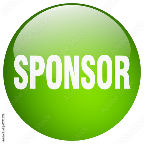 sponsor green round gel isolated push button