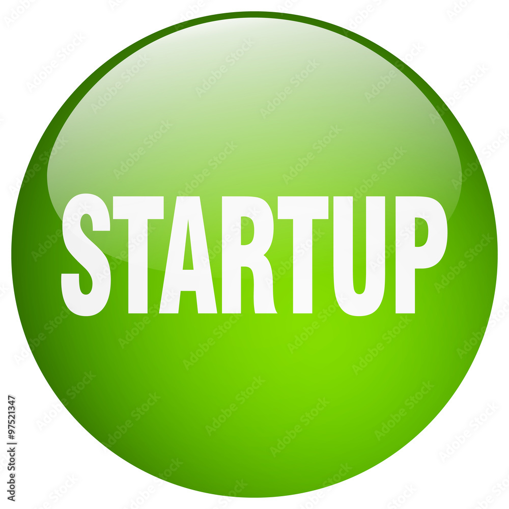 startup green round gel isolated push button startup green round gel isolated push button