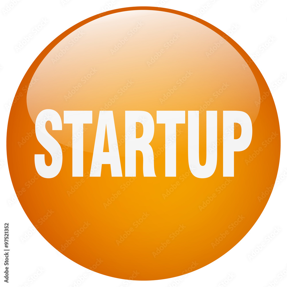 startup orange round gel isolated push button startup orange round gel isolated push button