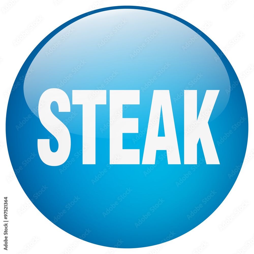 steak blue round gel isolated push button