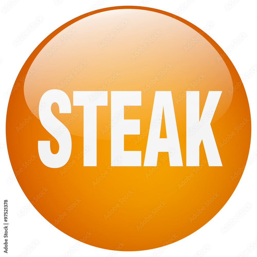 steak orange round gel isolated push button