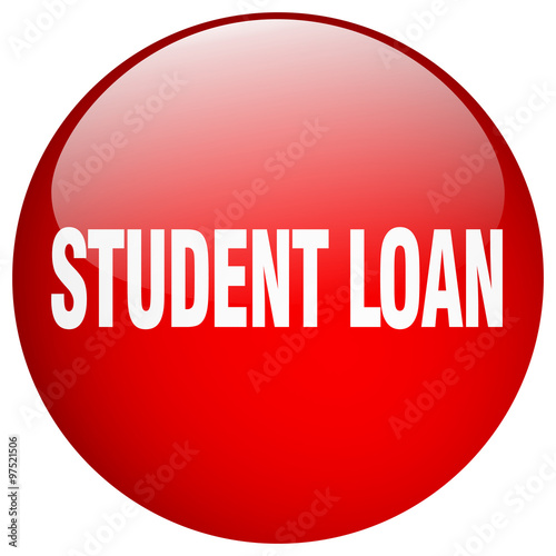 student loan red round gel isolated push button