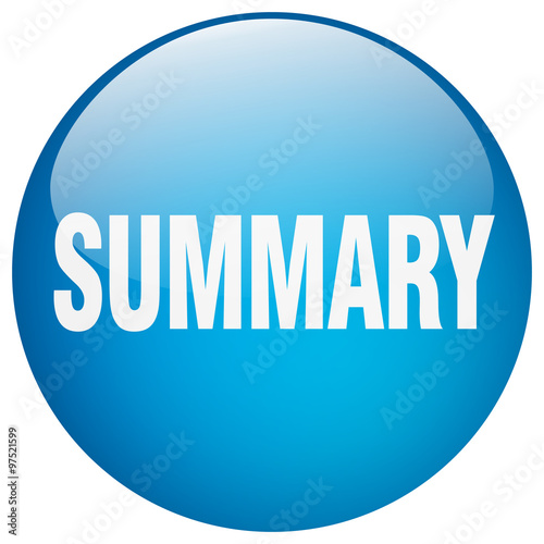 summary blue round gel isolated push button