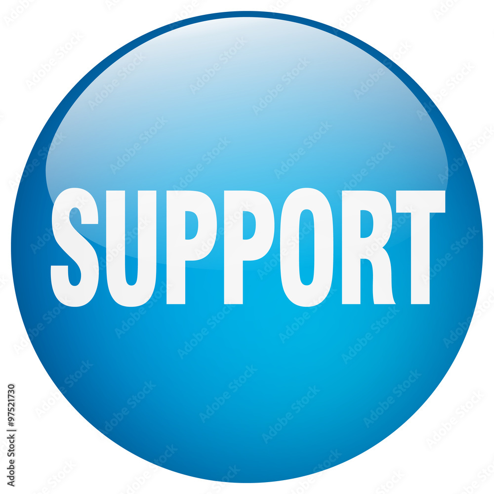 support blue round gel isolated push button support blue round gel isolated push button