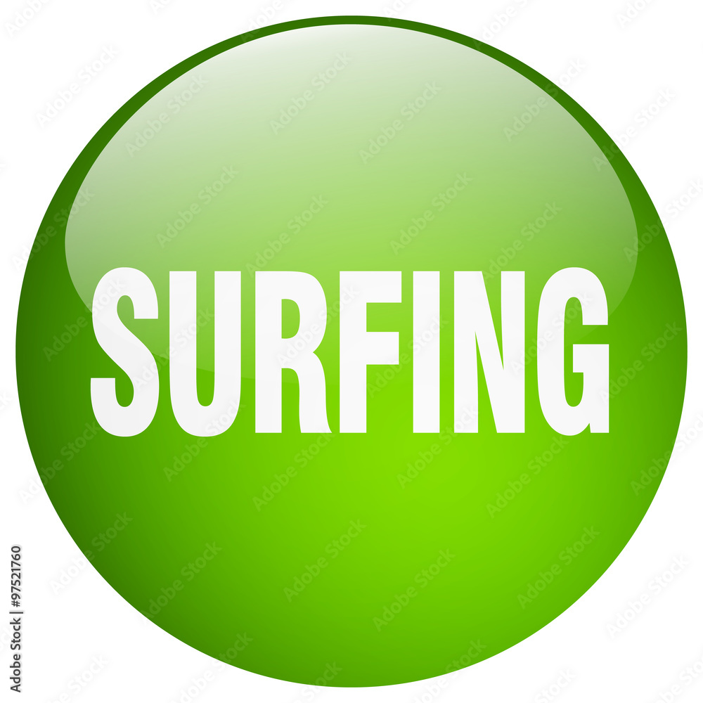 surfing green round gel isolated push button surfing green round gel isolated push button