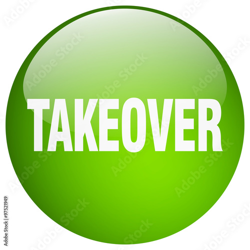 takeover green round gel isolated push button