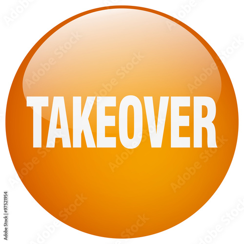takeover orange round gel isolated push button