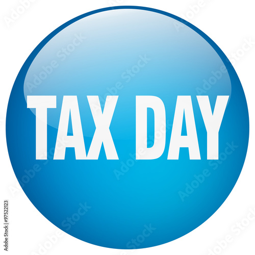 tax day blue round gel isolated push button