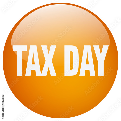 tax day orange round gel isolated push button