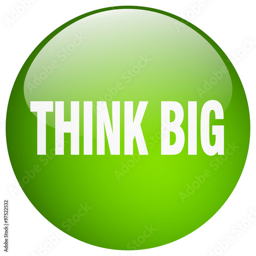 think big green round gel isolated push button