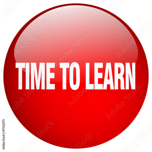 time to learn red round gel isolated push button