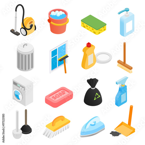 Cleaning isometric 3d icons