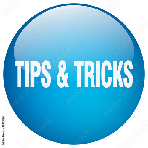 tips & tricks blue round gel isolated push button