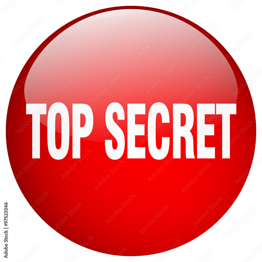 top secret red round gel isolated push button top secret red round gel isolated push button