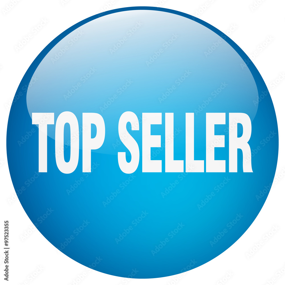 top seller blue round gel isolated push button top seller blue round gel isolated push button