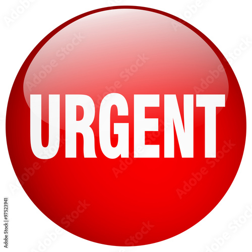 urgent red round gel isolated push button