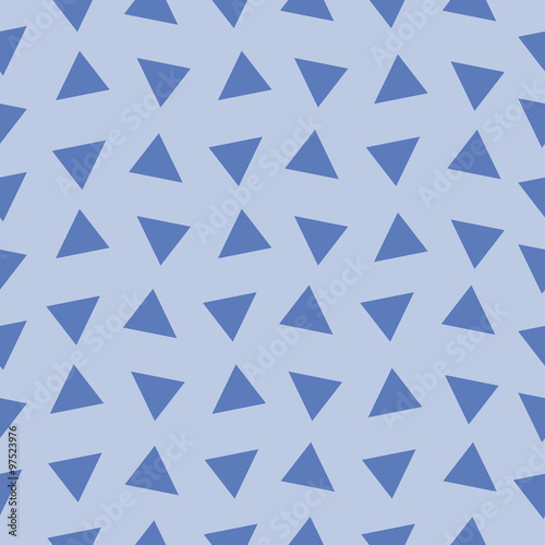 Seamless texture of the triangles on blue. Vector illustration.