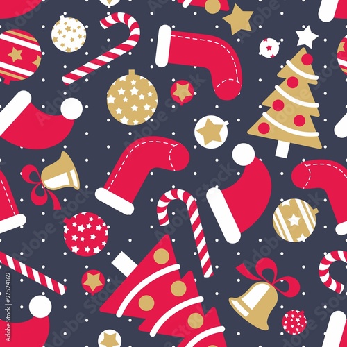 Cute Christmas Seamless Vector Pattern