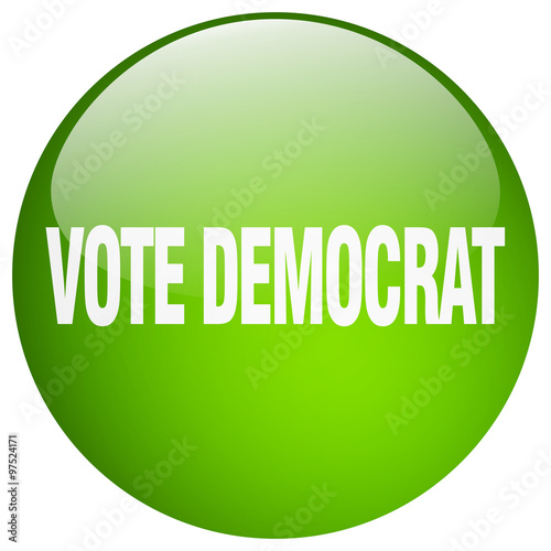 vote democrat green round gel isolated push button