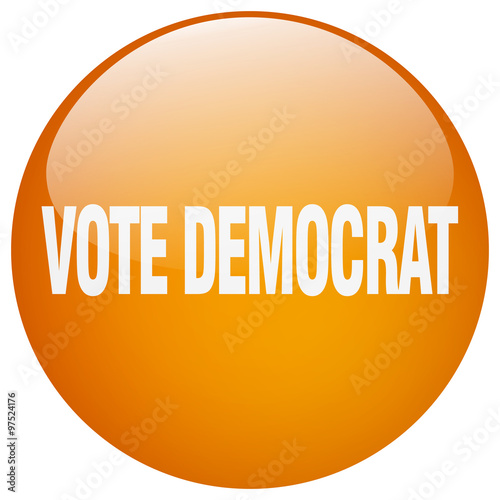 vote democrat orange round gel isolated push button