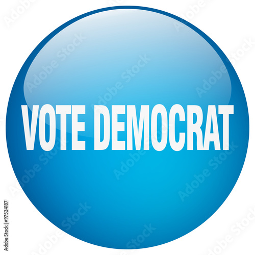 vote democrat blue round gel isolated push button