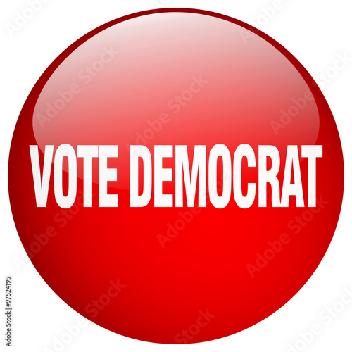 vote democrat red round gel isolated push button
