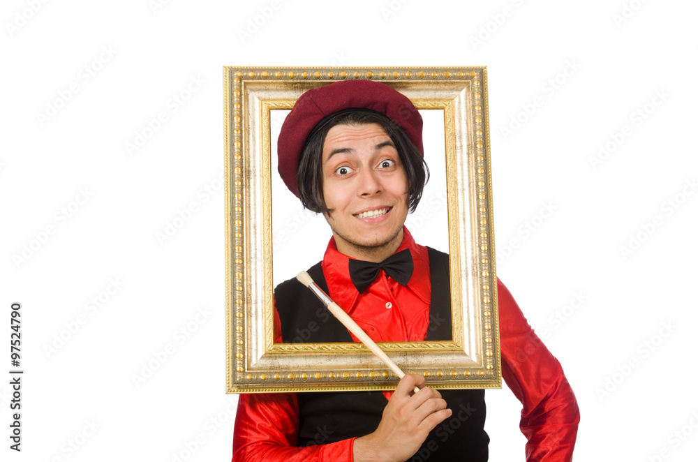 Fototapeta premium Funny artist isolated on white