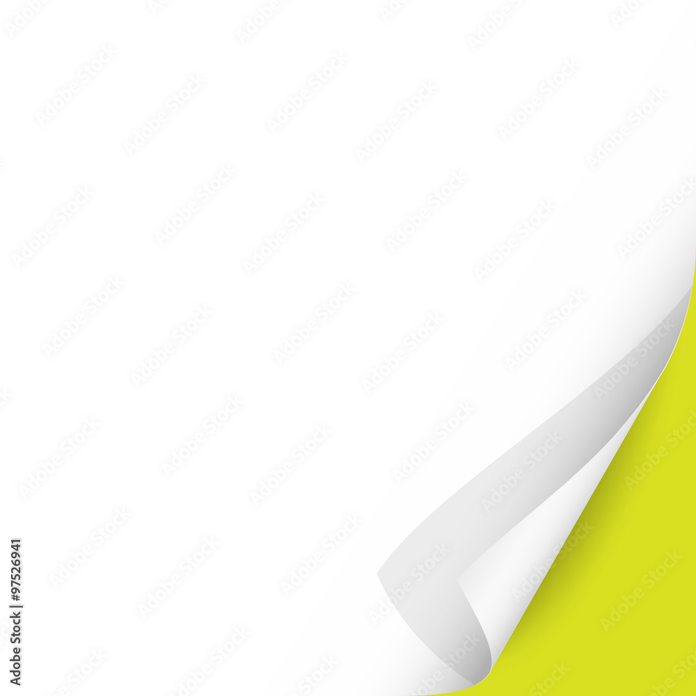 Curled Paper Corner with Lime Background Curled Paper Corner with Lime Background