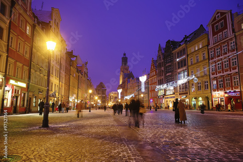 night lights of the city on Christmas night in Wroclaw © pilat666