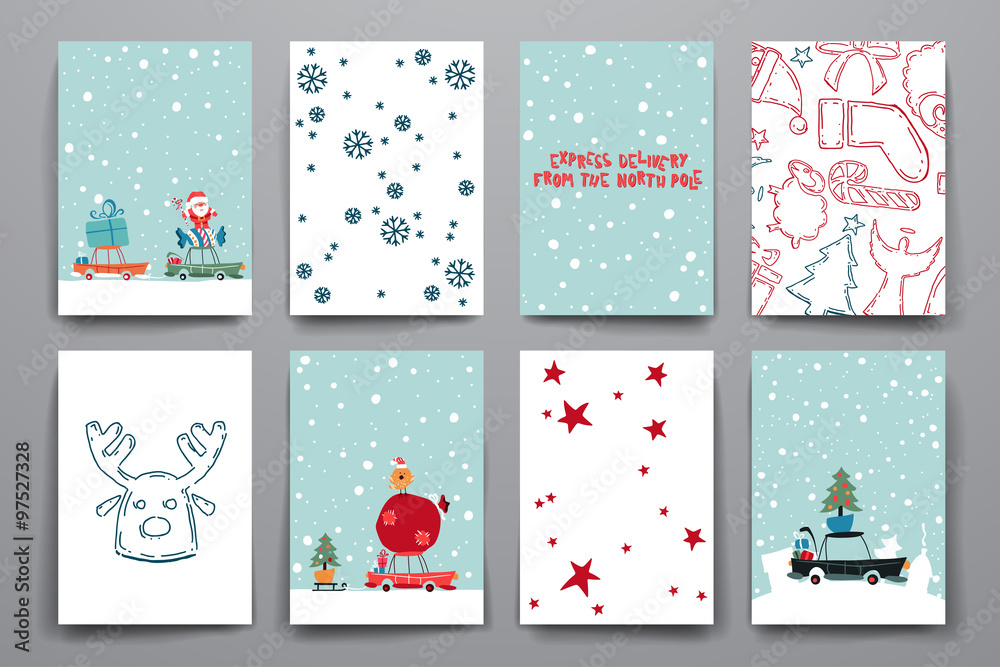 Merry Christmas Set Of Card Templates