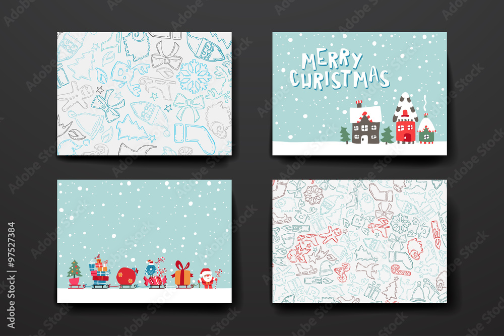 Naklejka premium Merry Christmas Set Of Card Templates