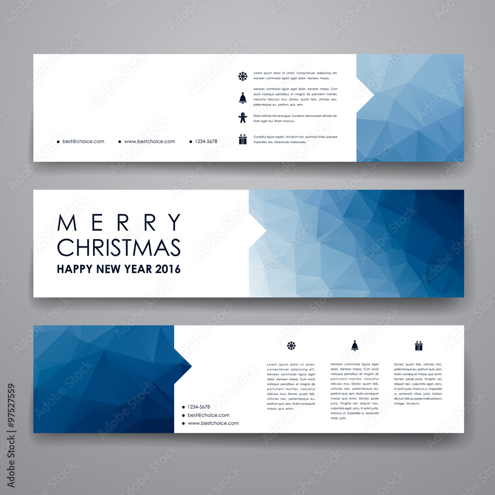 Set of modern design banner template in Christmas style