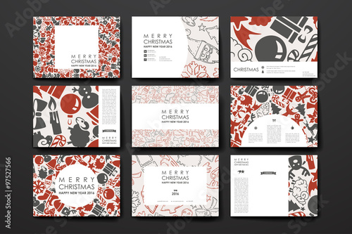 Set of brochure, poster design templates in Christmas style
